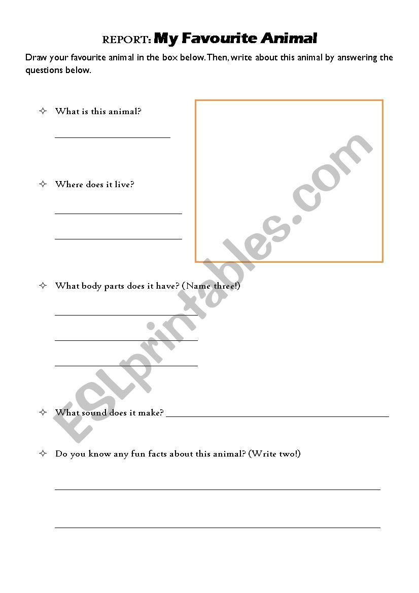 My favourite animal  worksheet