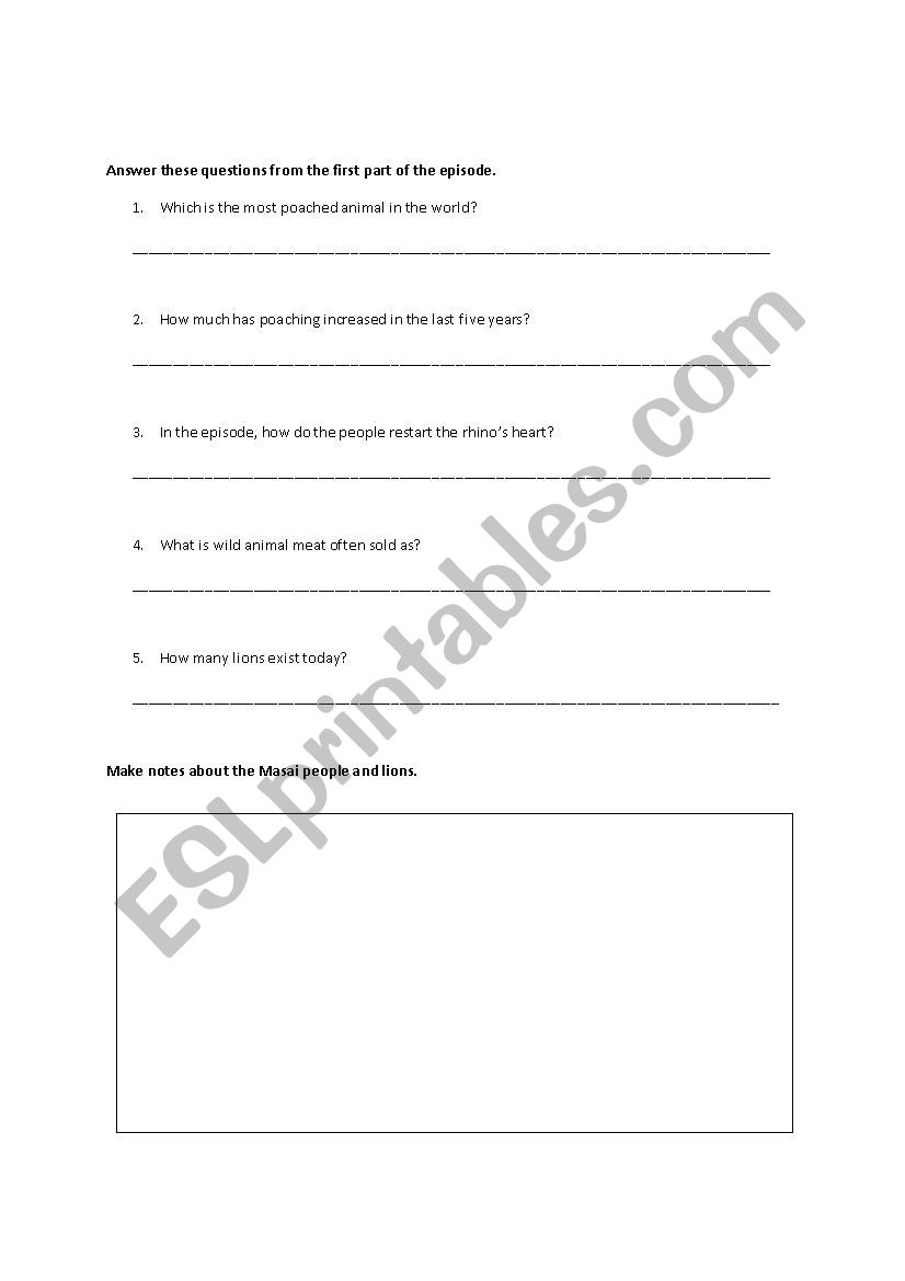 BBC Africa Episode 6 Worksheet