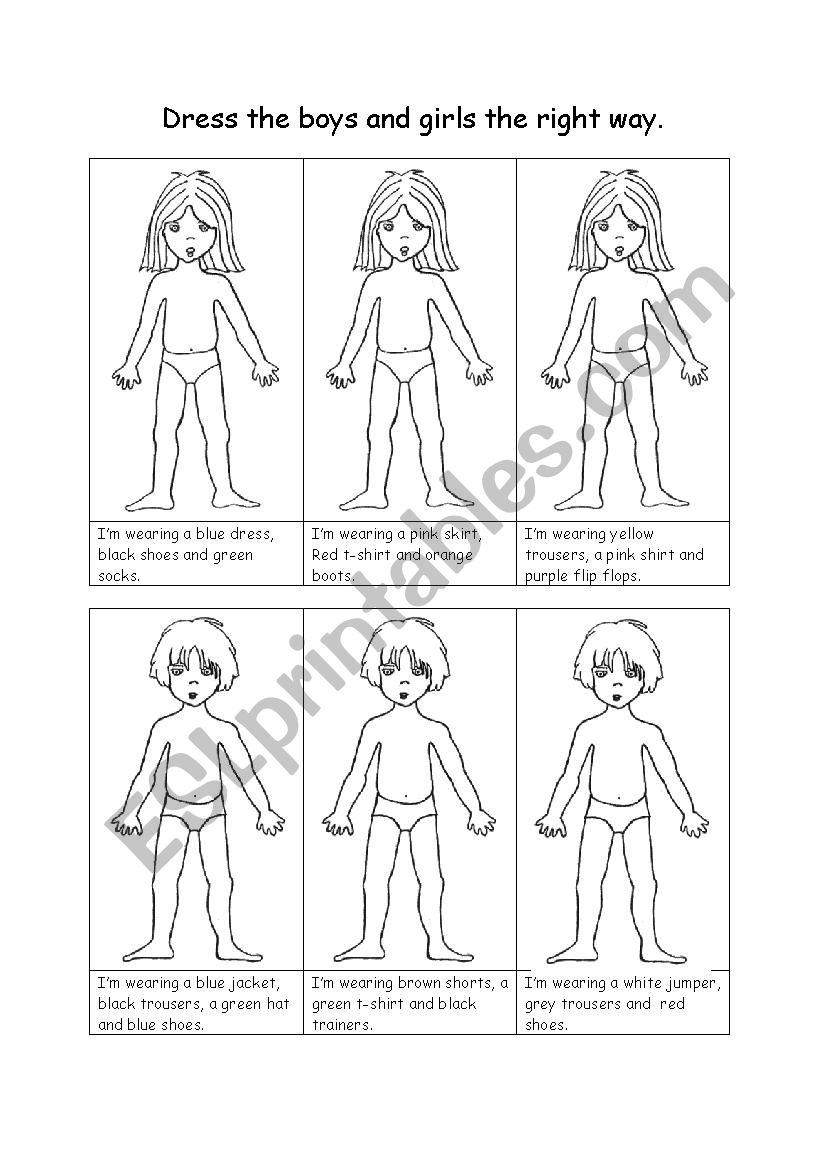 Clothes read and colour worksheet