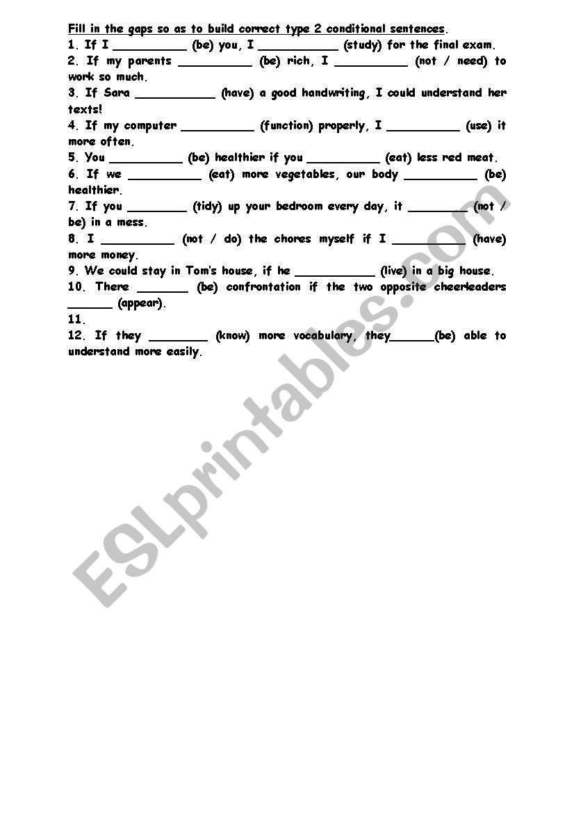 Second conditional worksheet