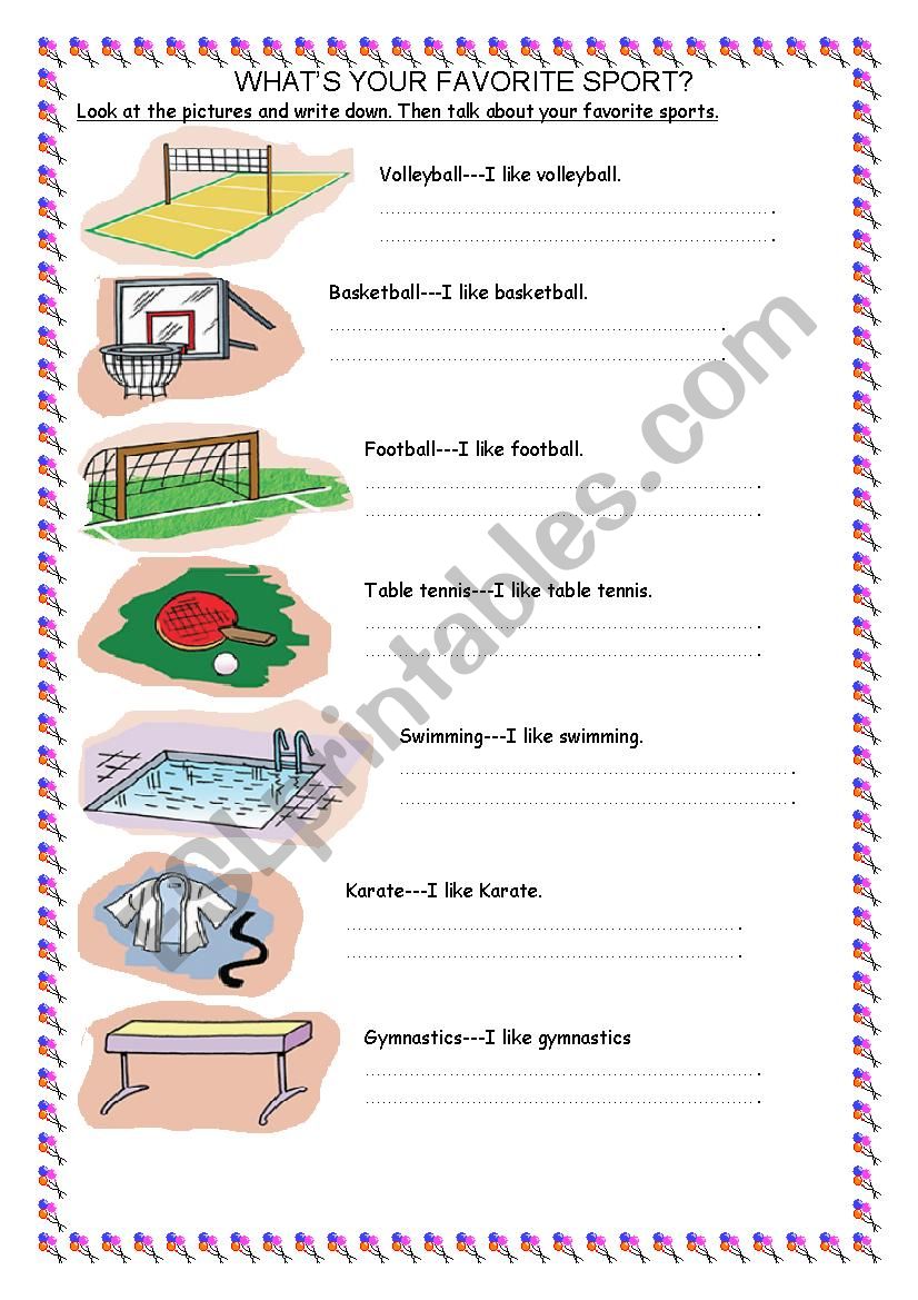 whats your favorite sport? worksheet