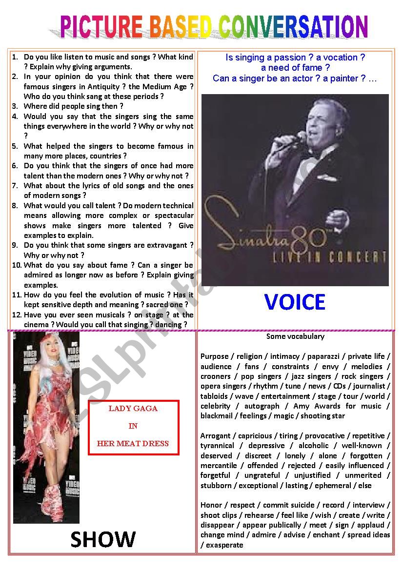 Picture-based conversation : topic 8 - voice vs show