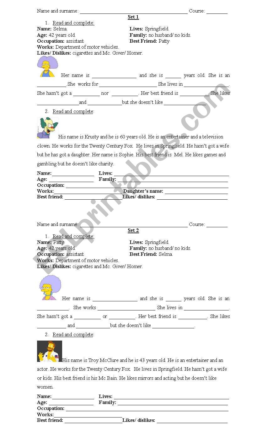 Describing thr SimpsonÂ´s characters