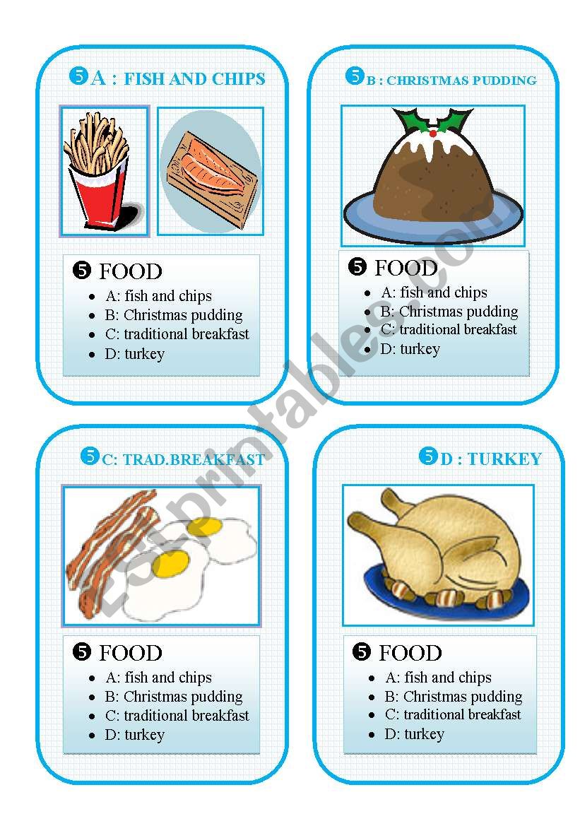 BRITAIN GO FISH CARD GAME - set 5 - food