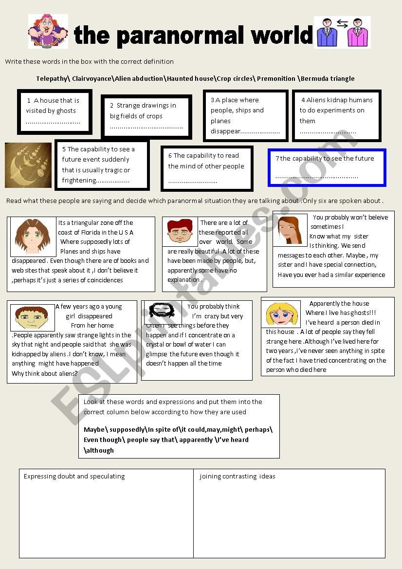  the paranormal world  worksheet