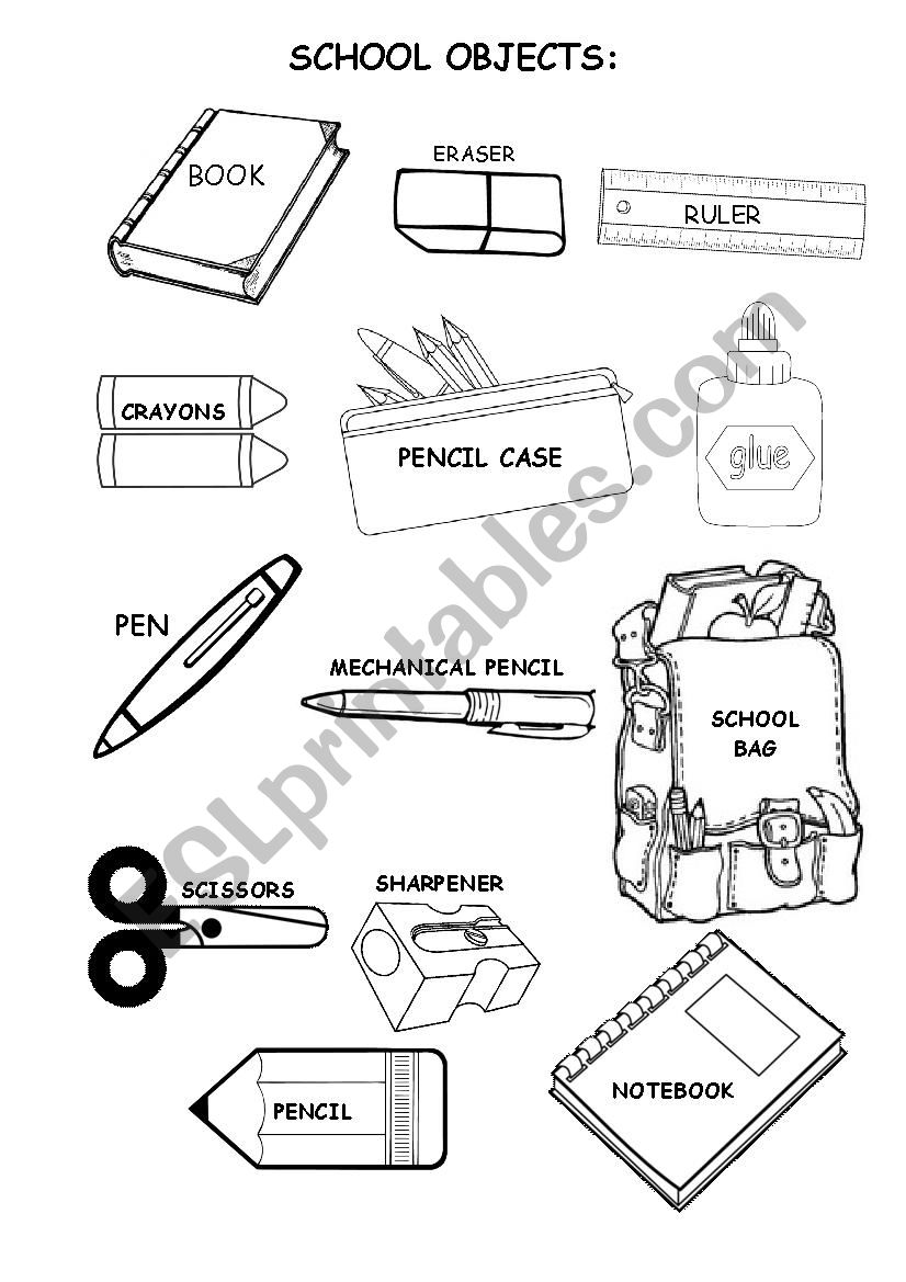 School Objects worksheet