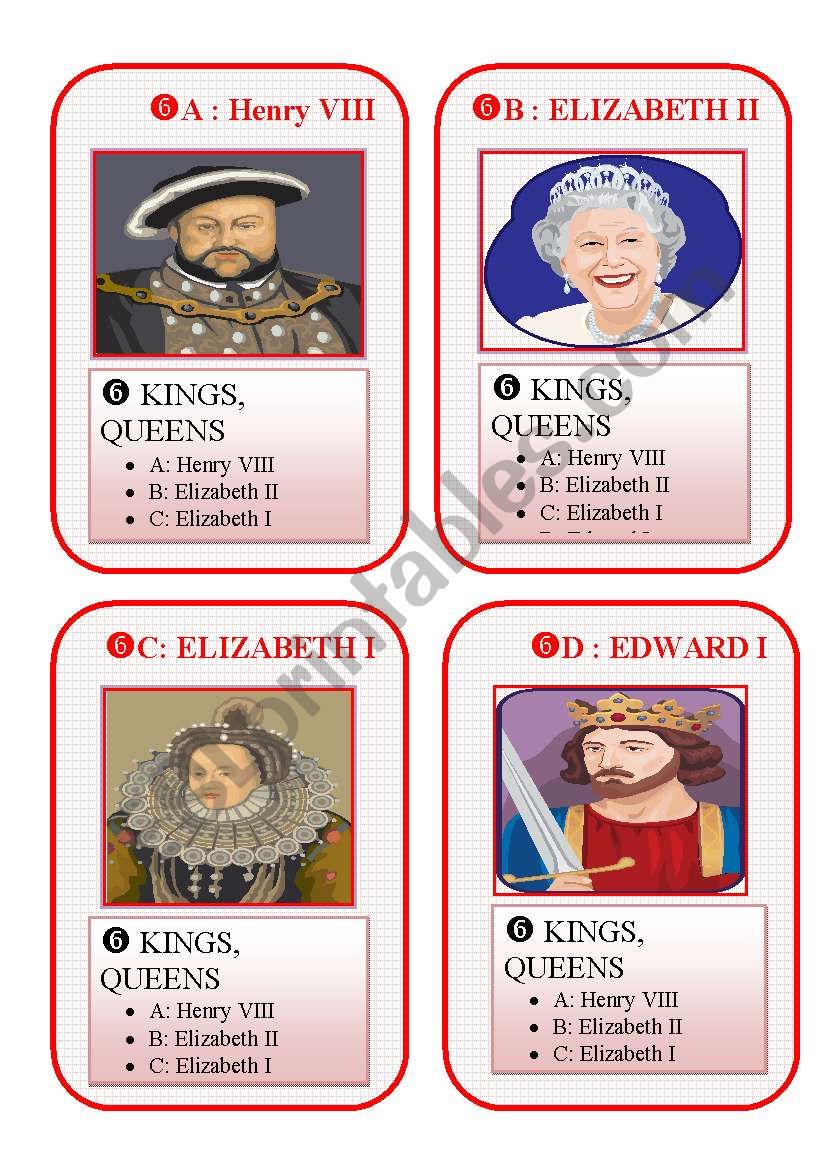 BRITAIN GO FISH CARD GAME - set 6- kings and queens