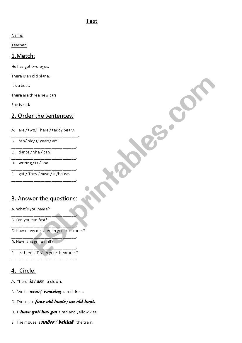 Test worksheet