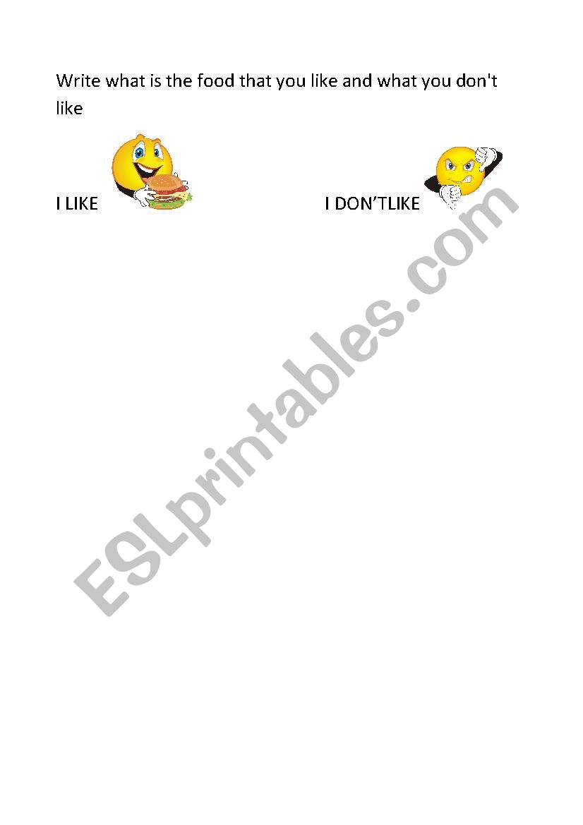 food worksheet