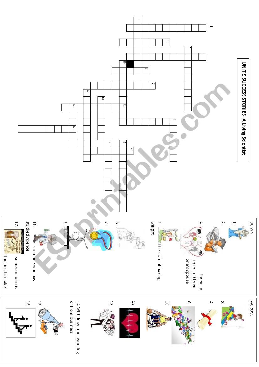 8th grade Unit 9 Success Stories Criss Cross Puzzle