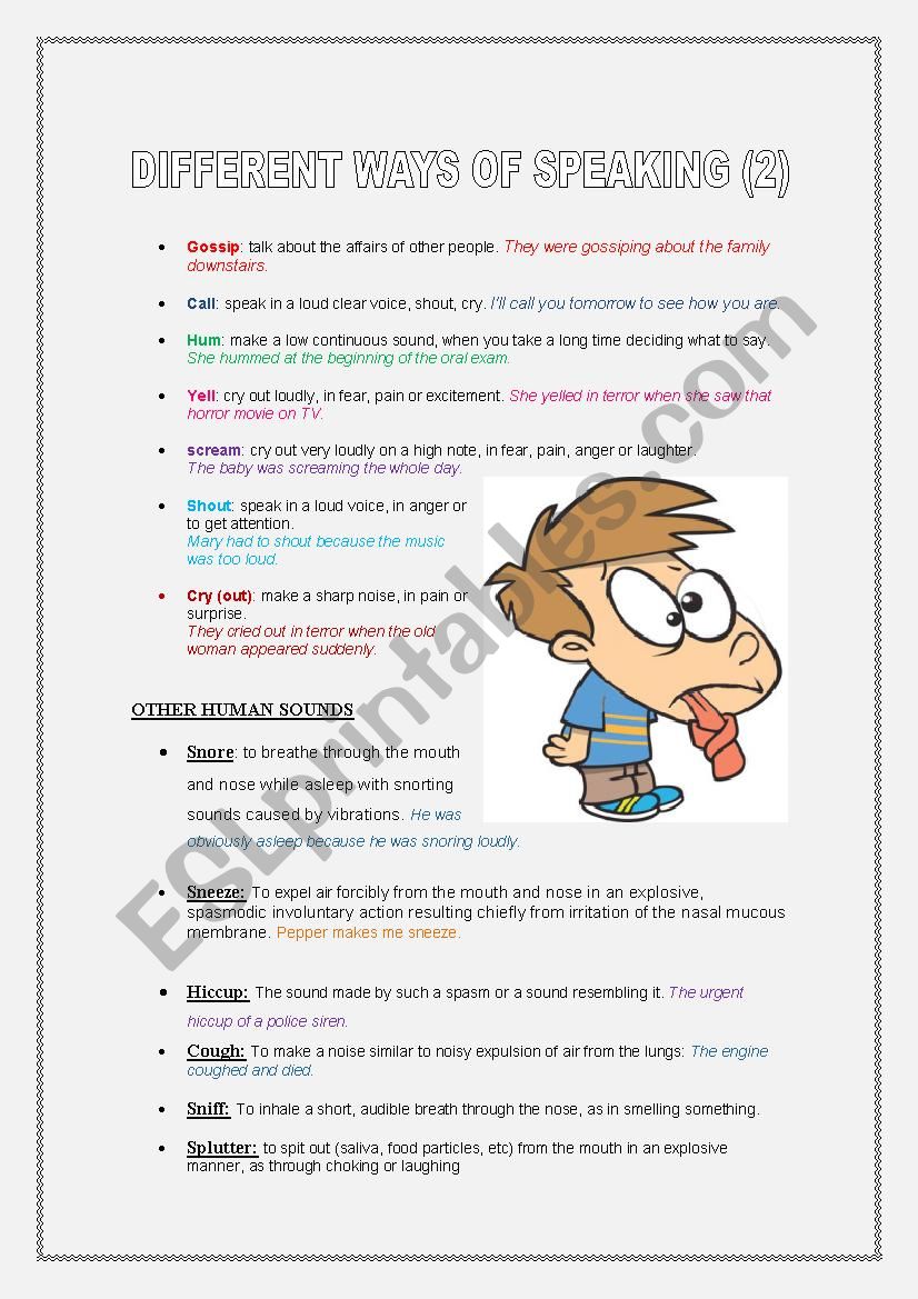 Different ways of speaking (II)