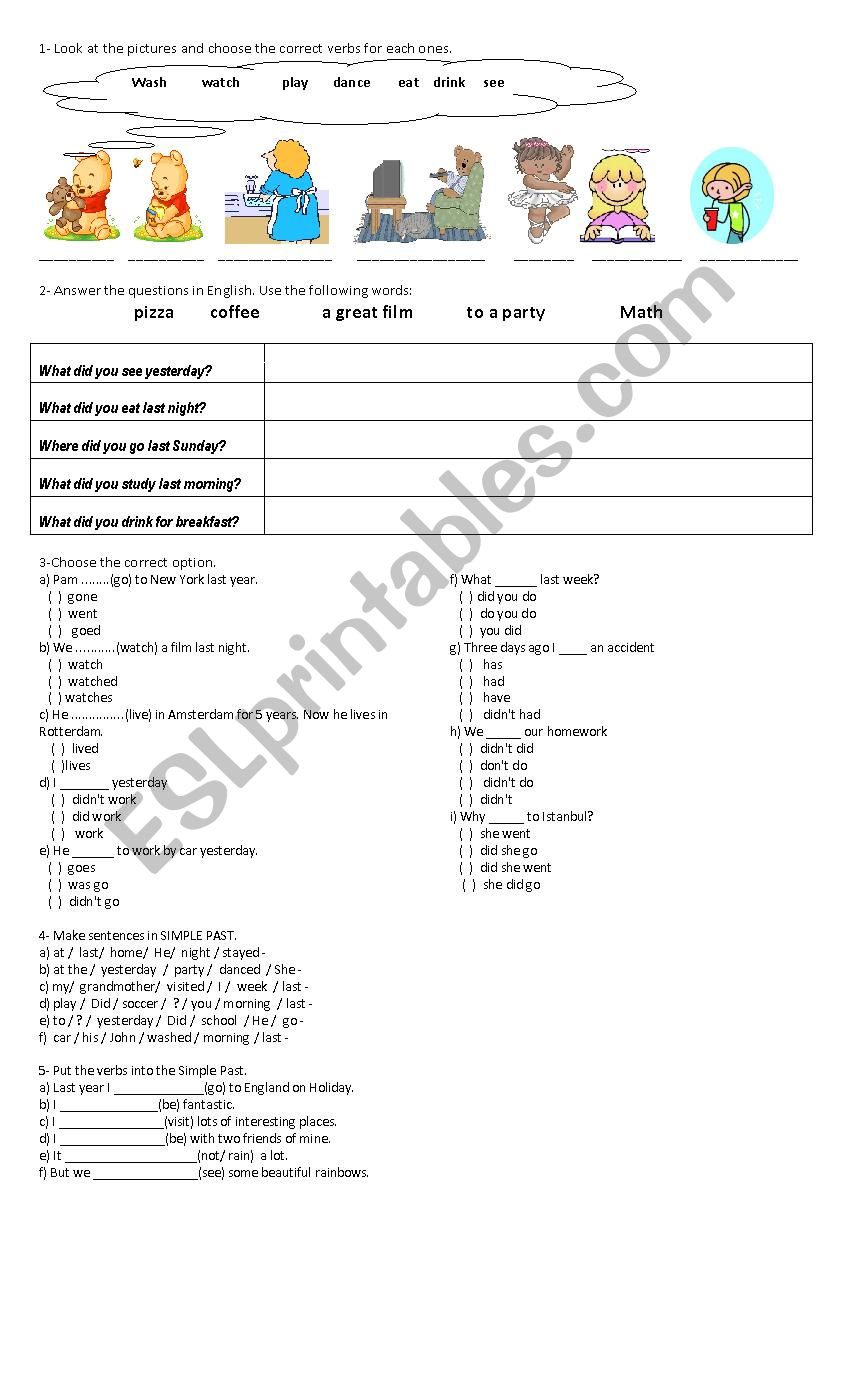 simple past worksheet