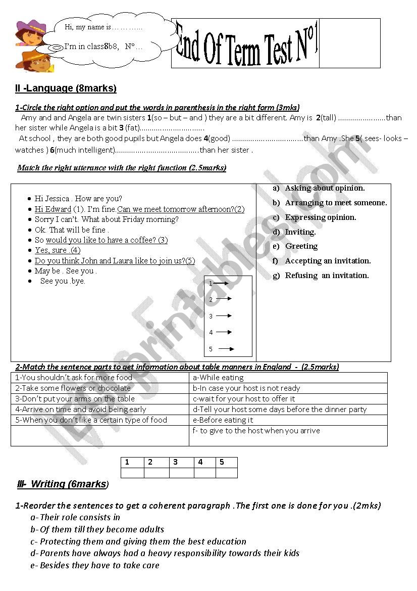 end of term test part 2 worksheet