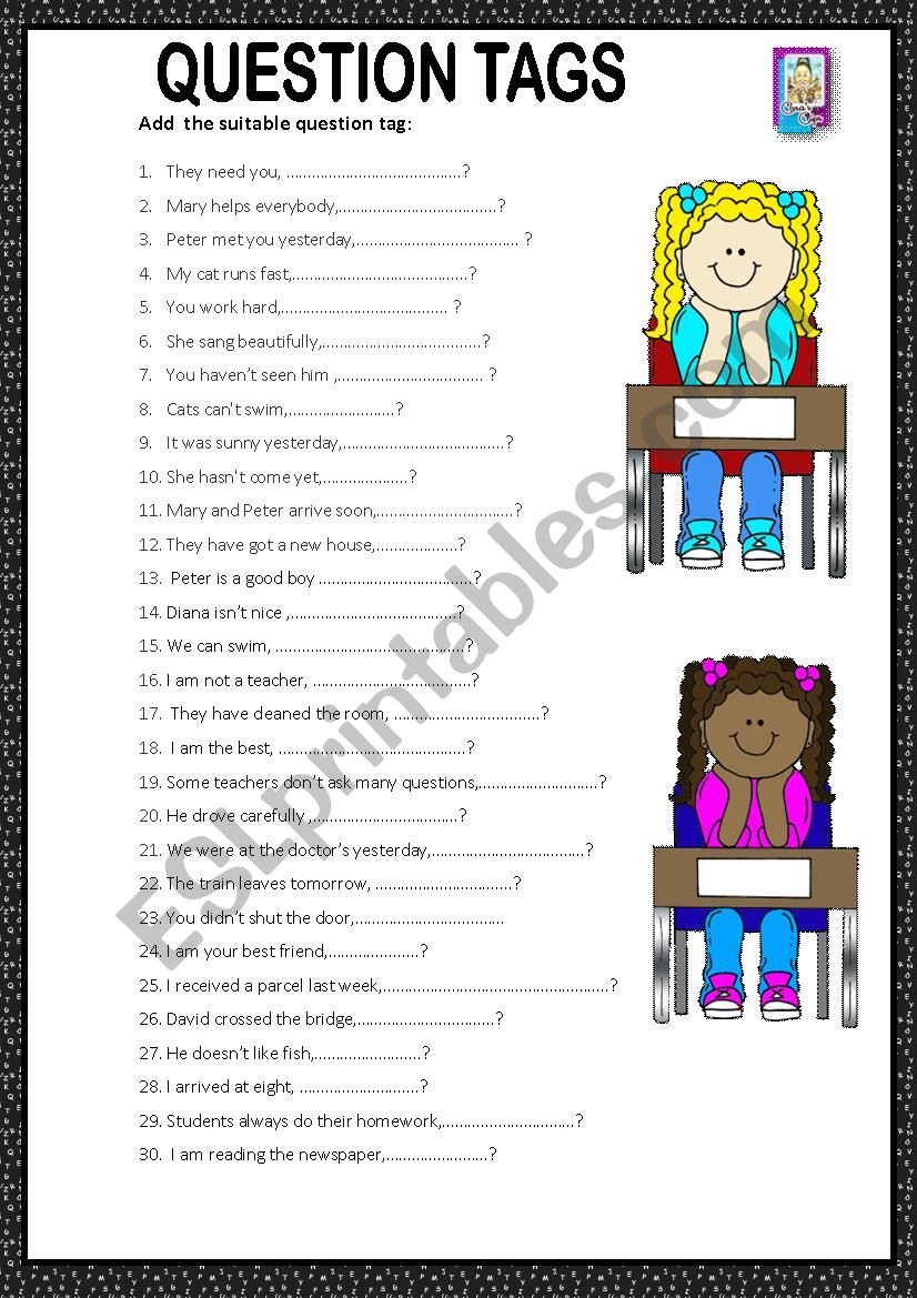 QUESTION TAGS worksheet