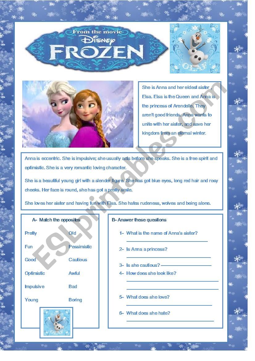 Frozen worksheet