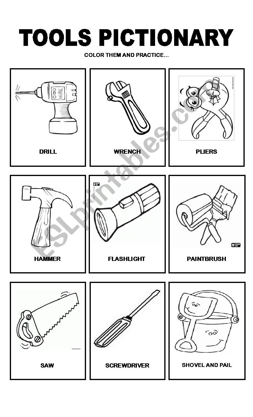 Tools Pictionary worksheet