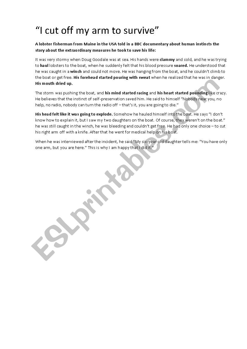 I cut off my arm to survive (Simplified) - English in Mind 5 Unit Unit 9