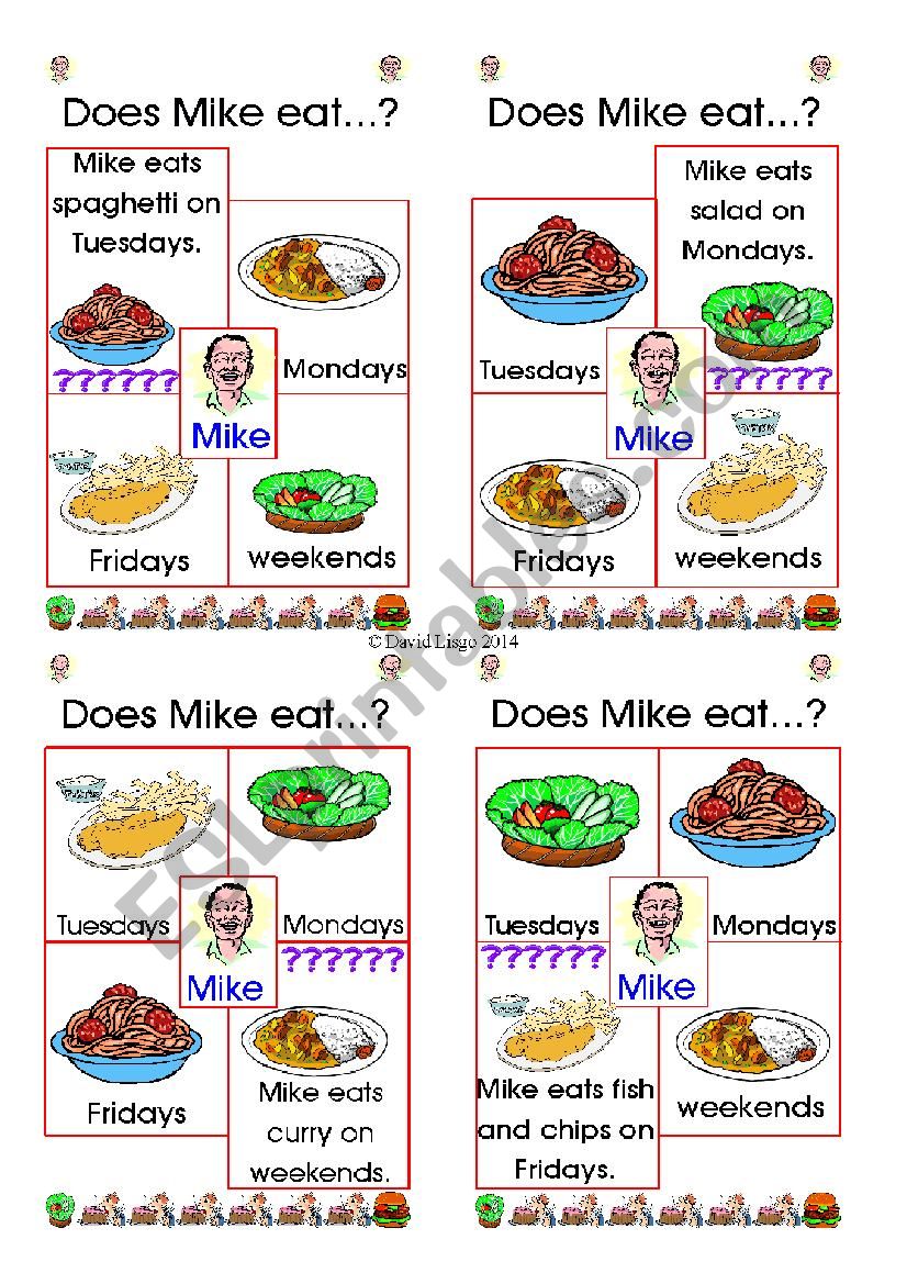 Simple Present Game Cards 9-16 of 40