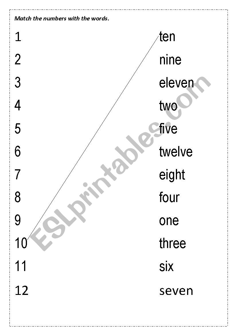 Numbers 1-12 (matching exercise)