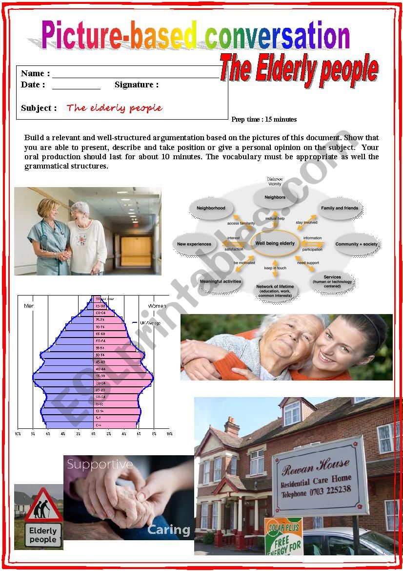 Picture based conversation.  The Elderly (Debating) 1/â€¦
