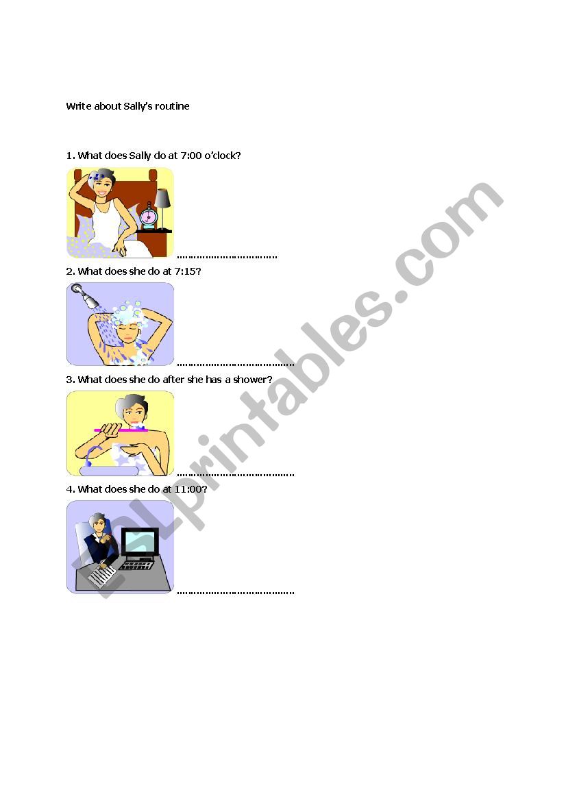 daily routine  worksheet
