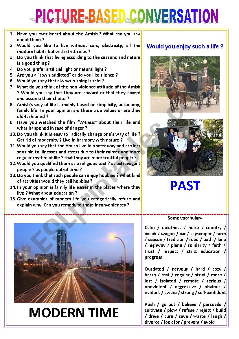 Picture-based conversation : topic 11 - past vs modern time