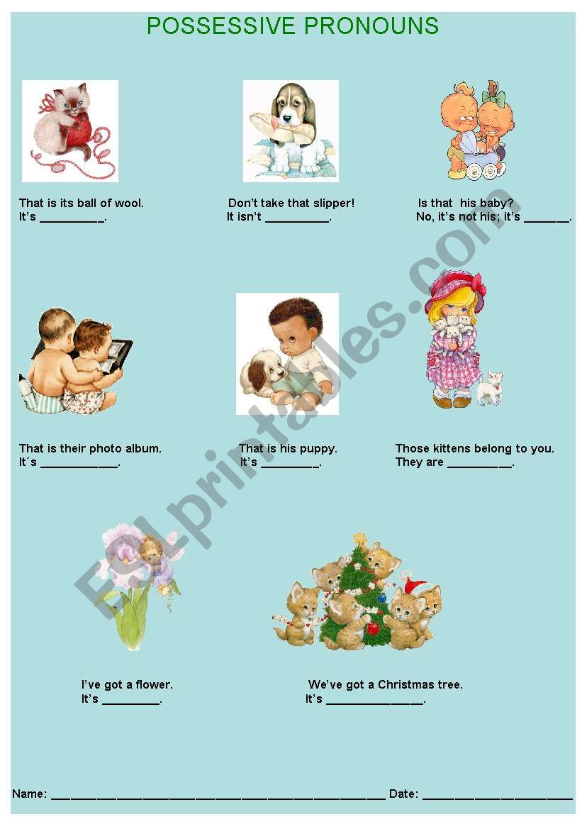 possessive pronouns worksheet