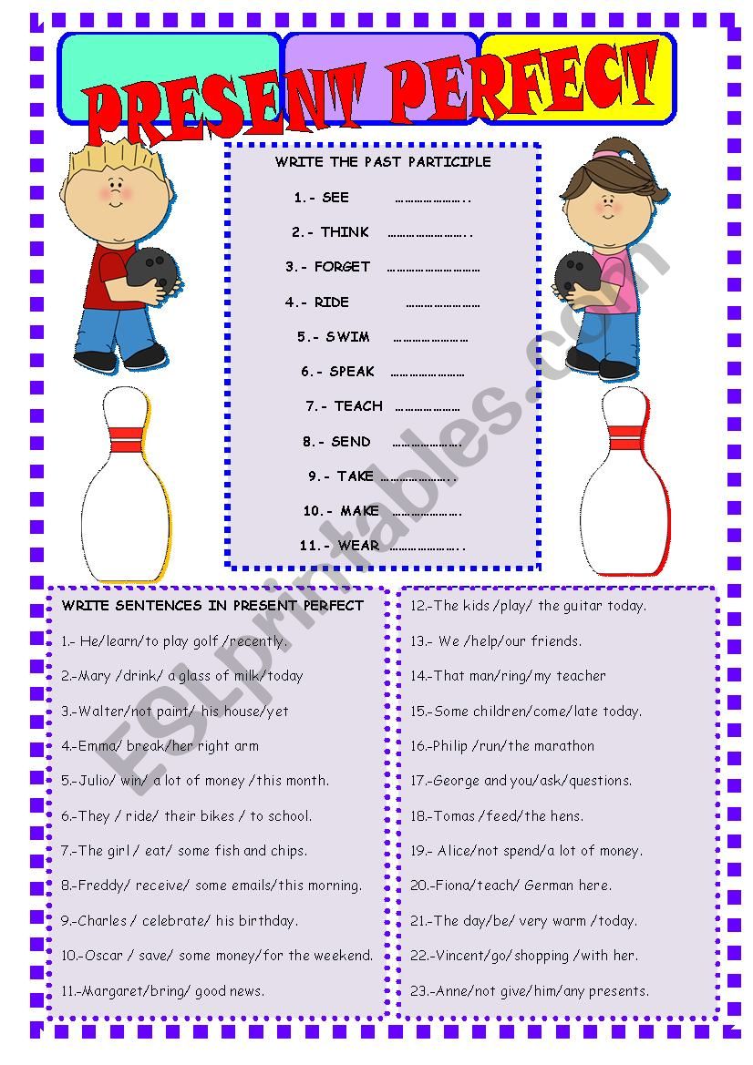 PRESENT PERFECT TENSE worksheet