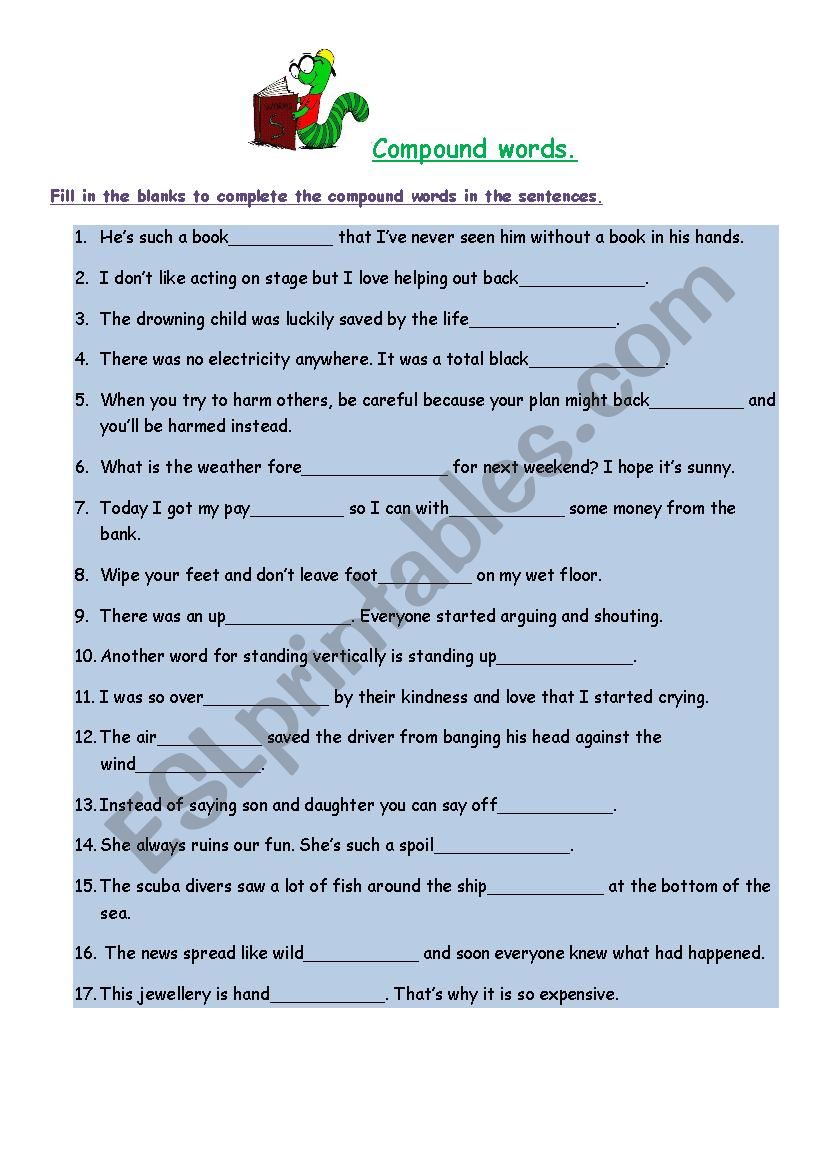 Compound words worksheet