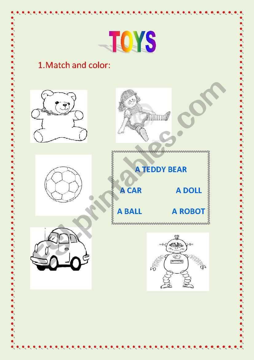 Toys worksheet