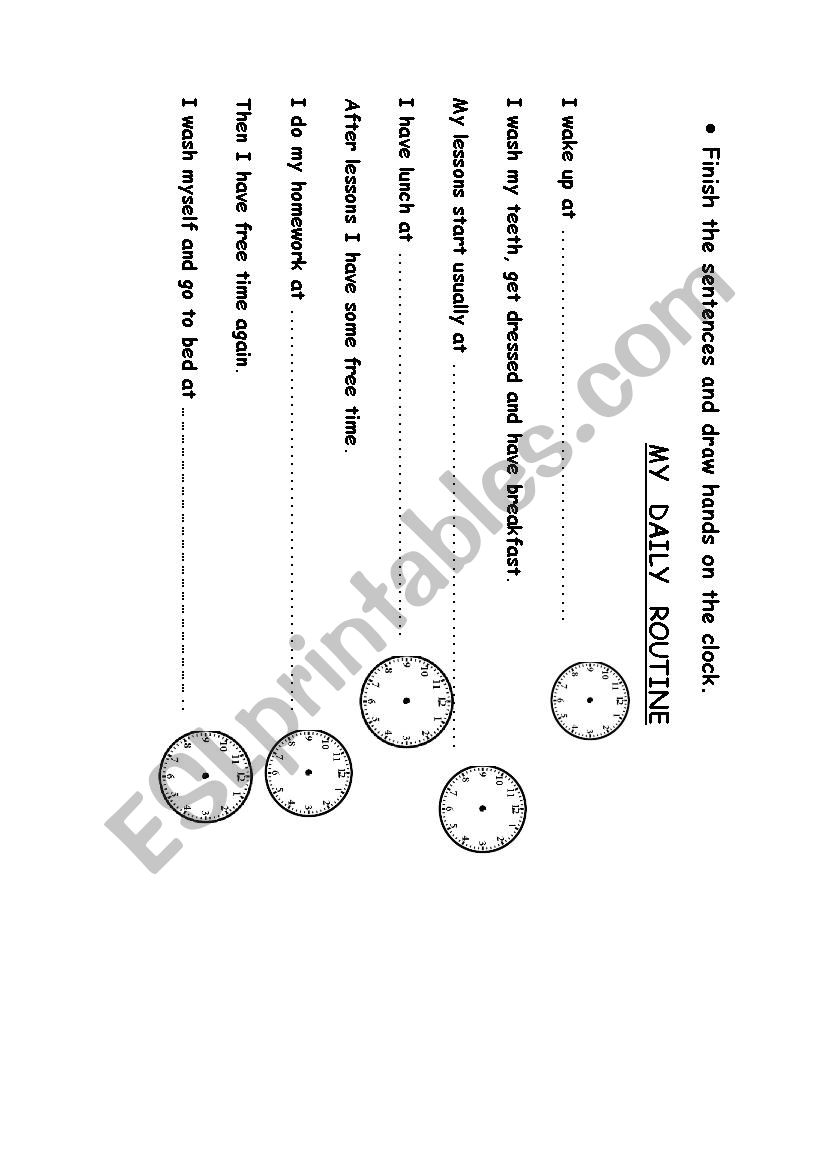 my daily routine worksheet