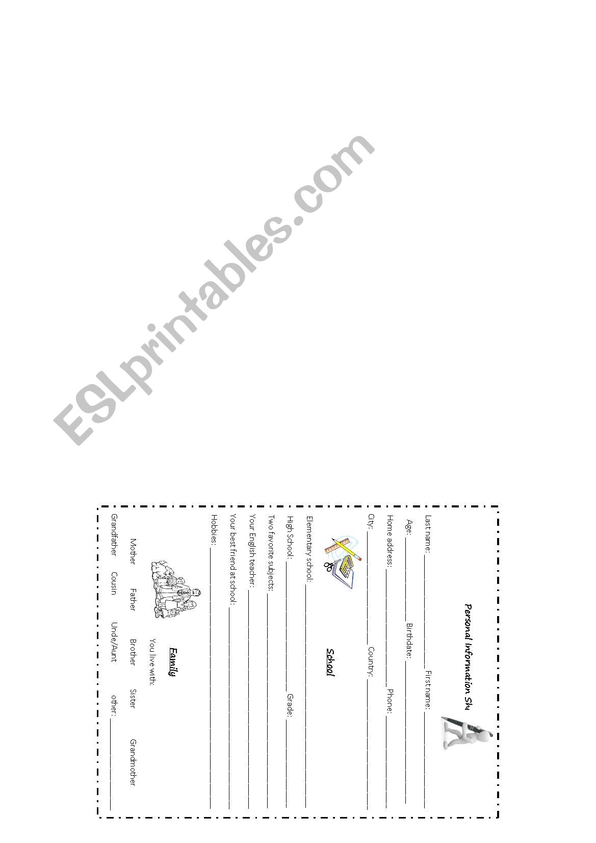 Personal Information Sheet worksheet