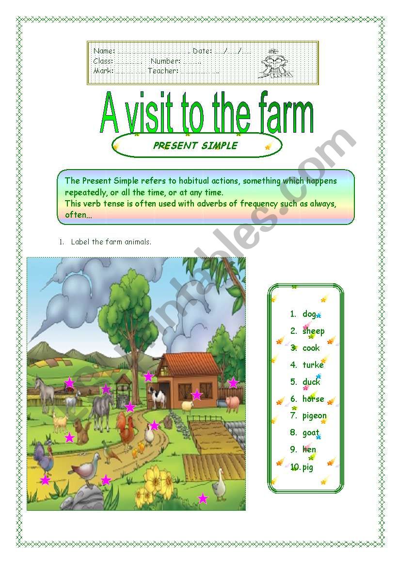 A visit to the farm worksheet