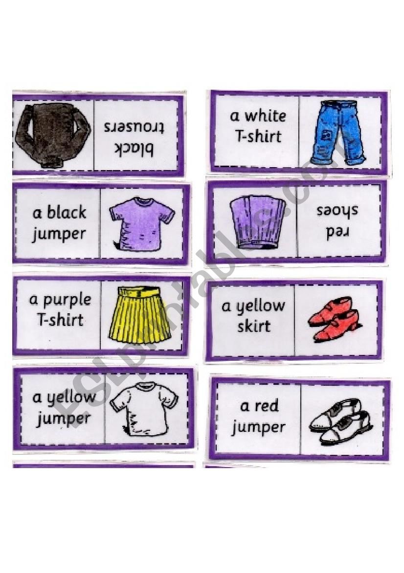 Domino clothes worksheet
