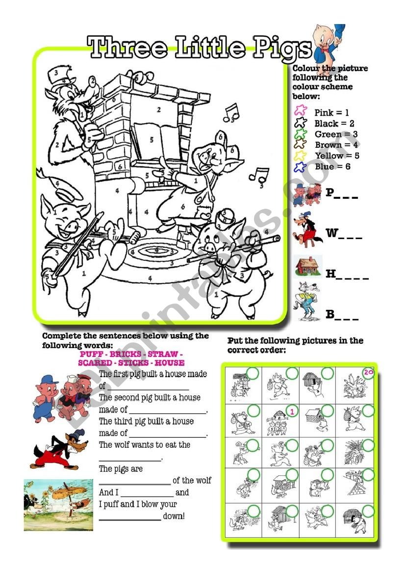 3 Little Pigs - Worksheet worksheet