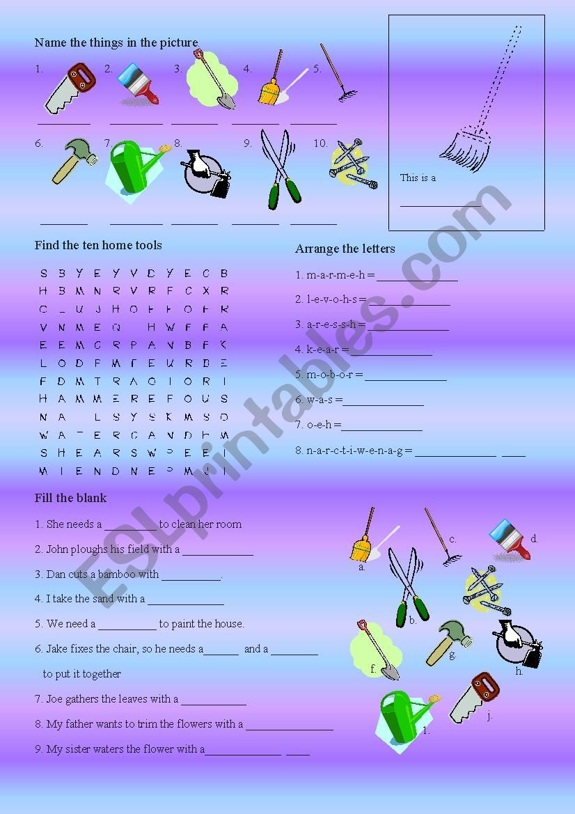 House Tools Part 2 worksheet