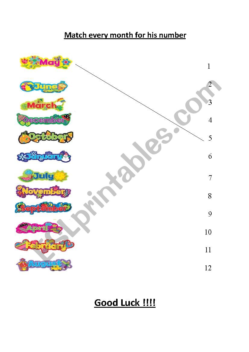 months worksheet