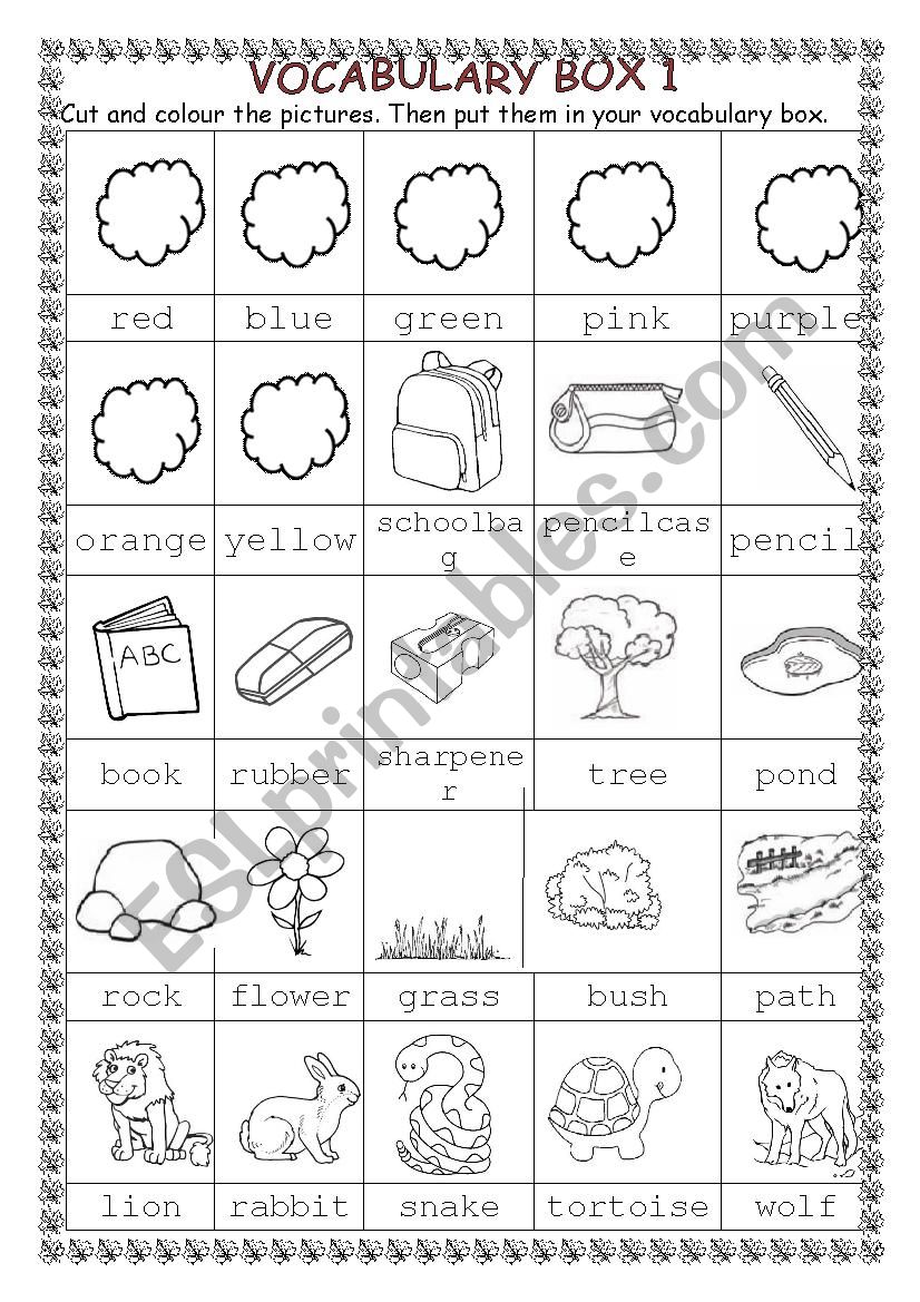 vocabulary box 1 worksheet