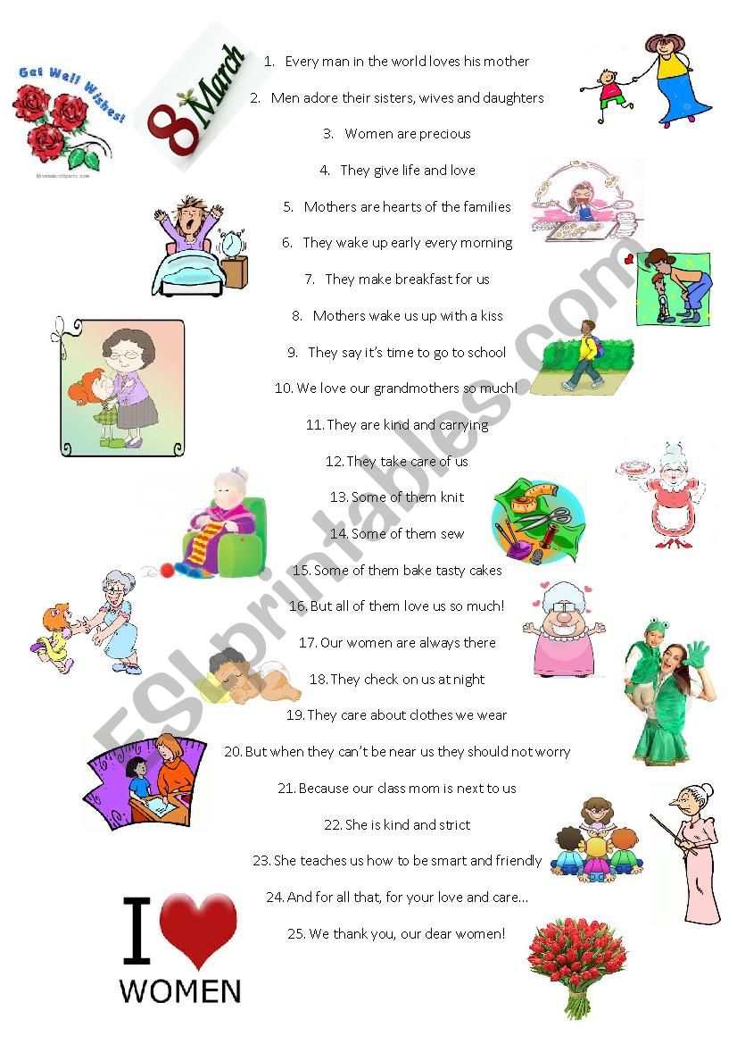 WomenÂ´s day worksheet