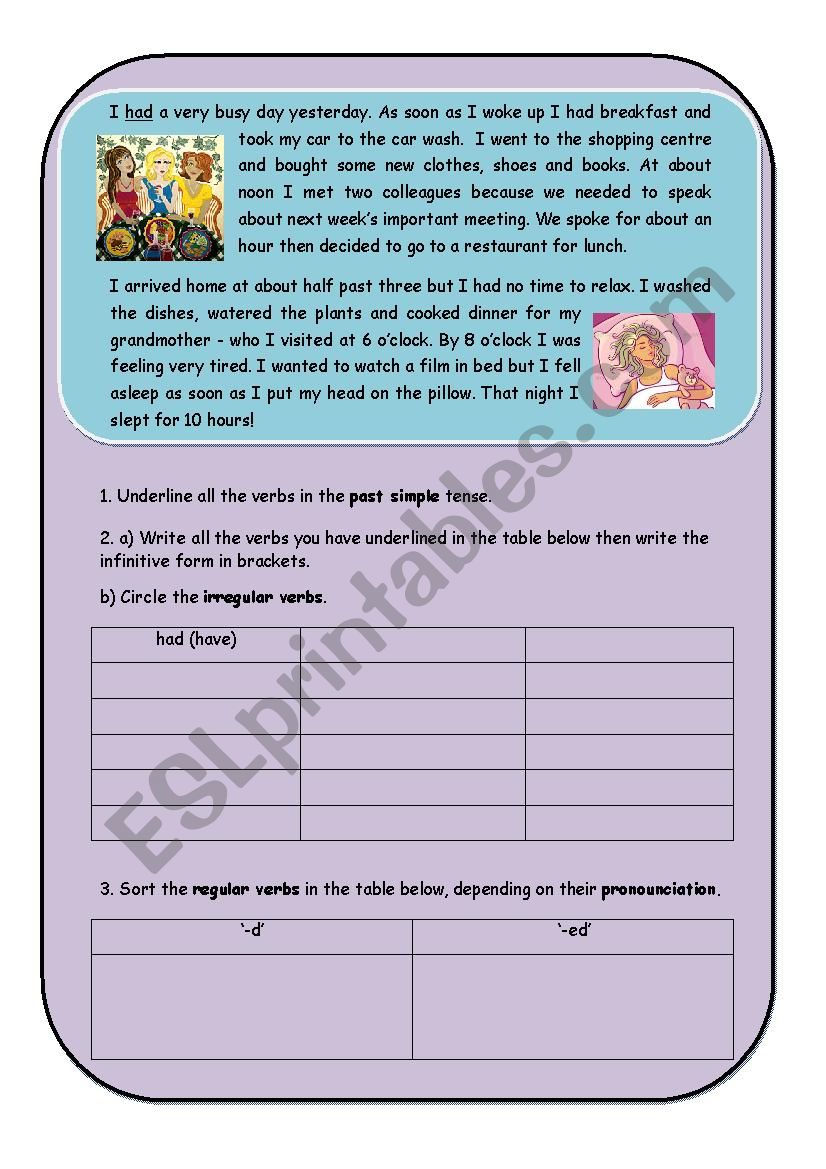 Past simple exercise worksheet