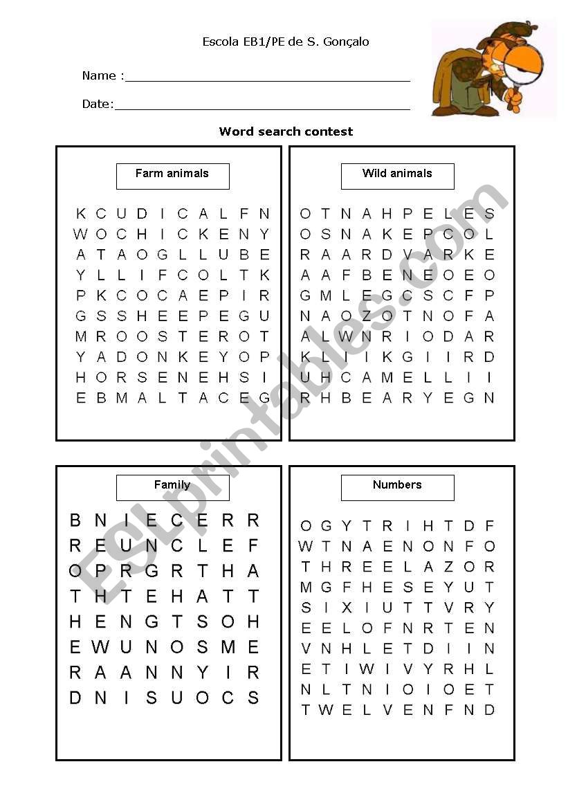 word search contest worksheet