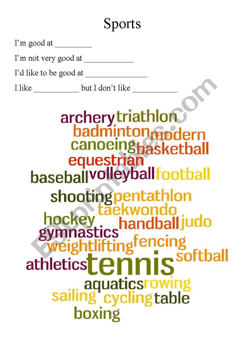 Sports worksheet