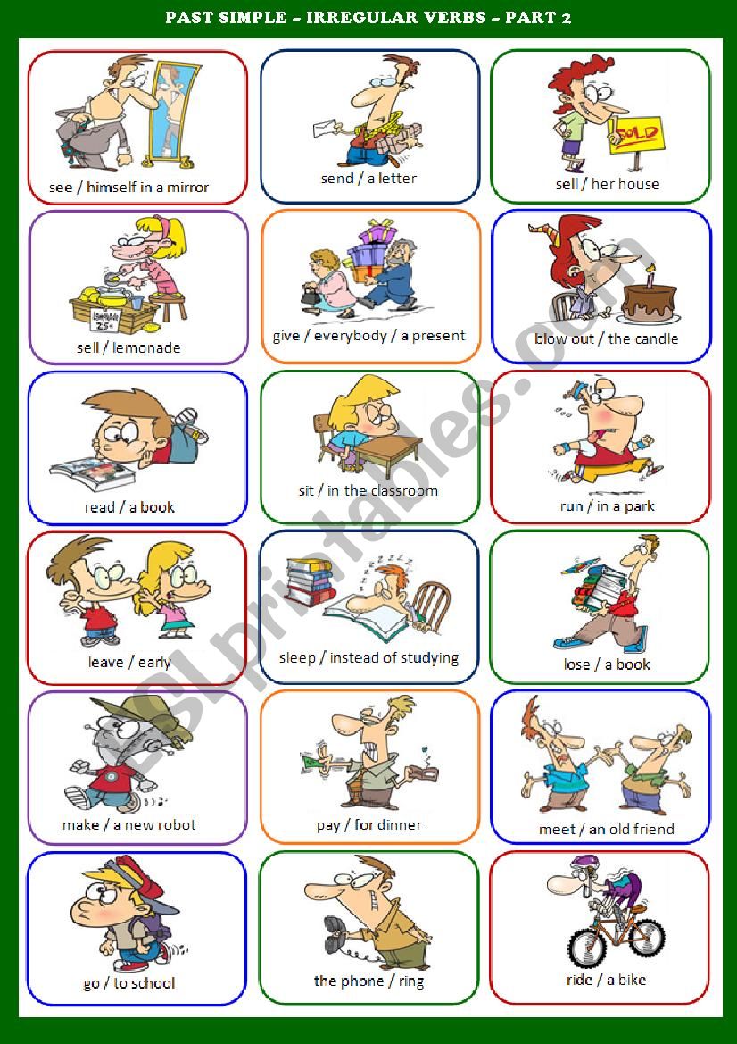 IRREGULAR VERBS â€“ PAST SIMPLE â€“ SPEAKING EXERCISES â€“ PART 2 / 4 + PPT