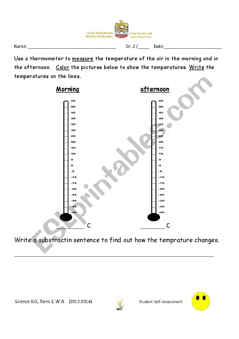 measure temperature worksheet