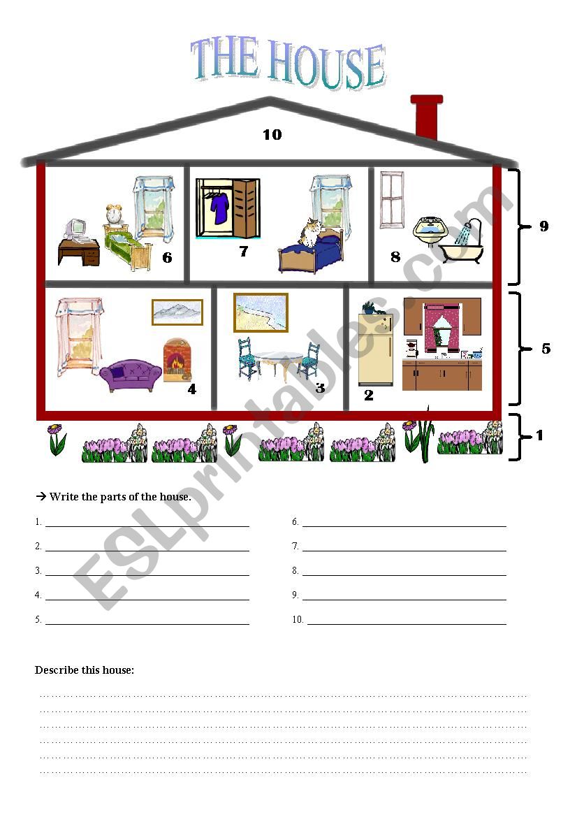 Parts of the house worksheet