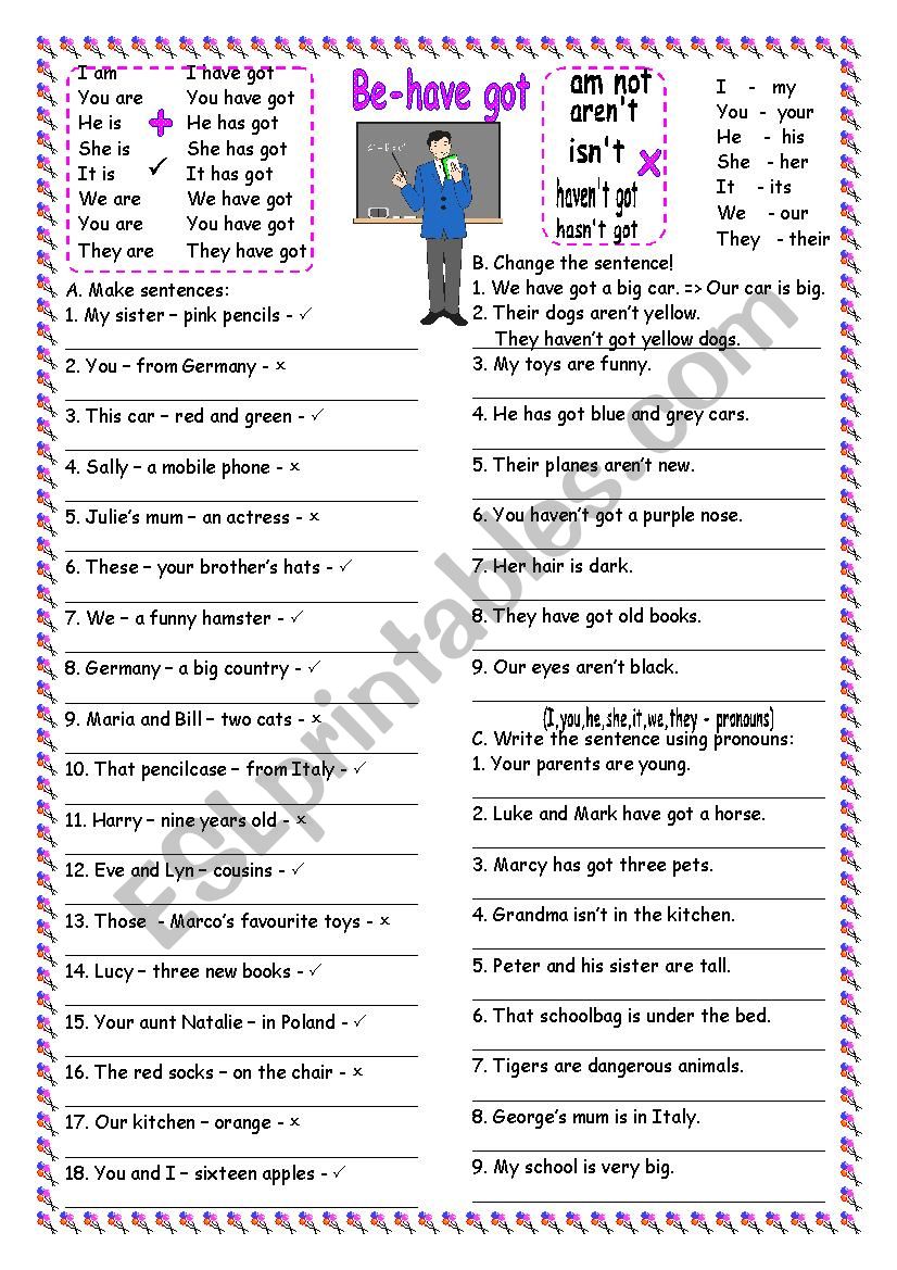 be and have got - mixed worksheet