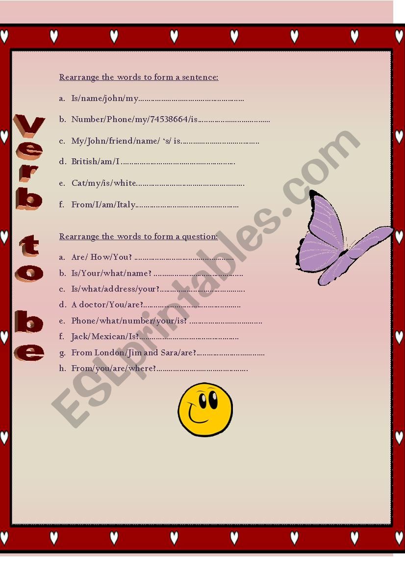 Verb to be worksheet