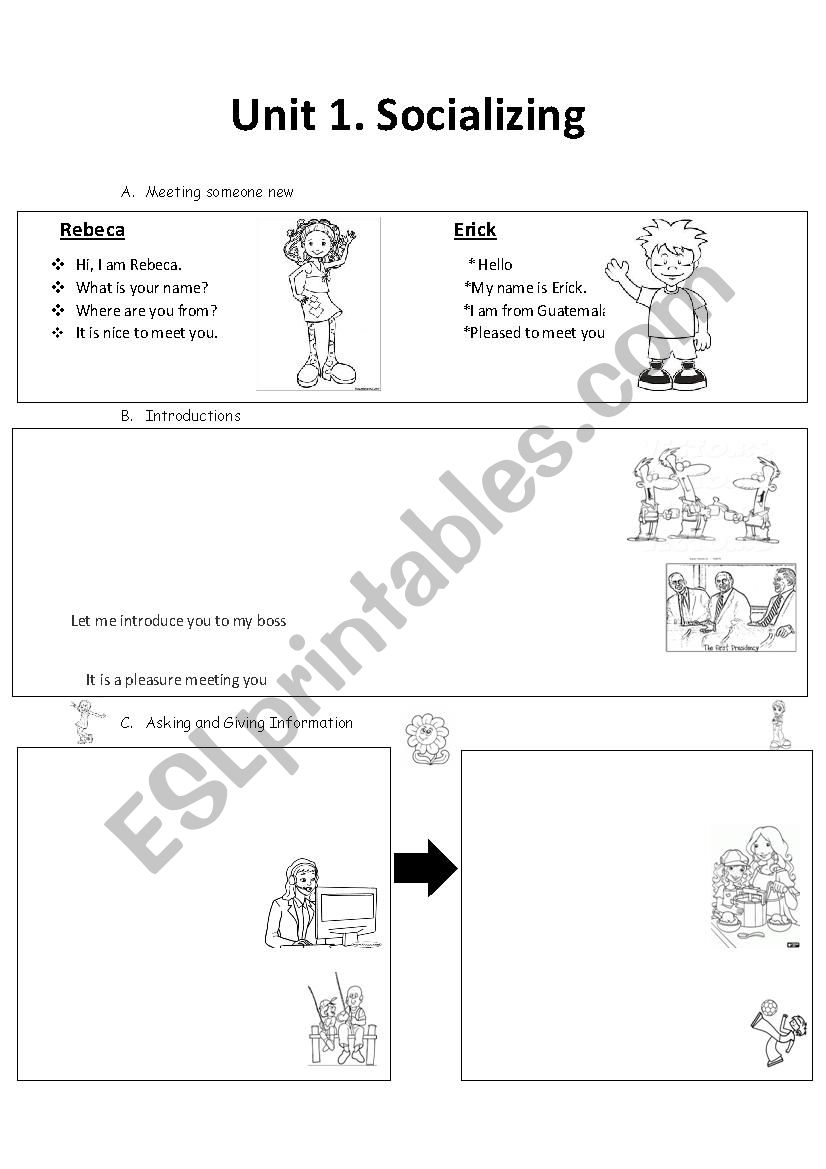 Socializing worksheet