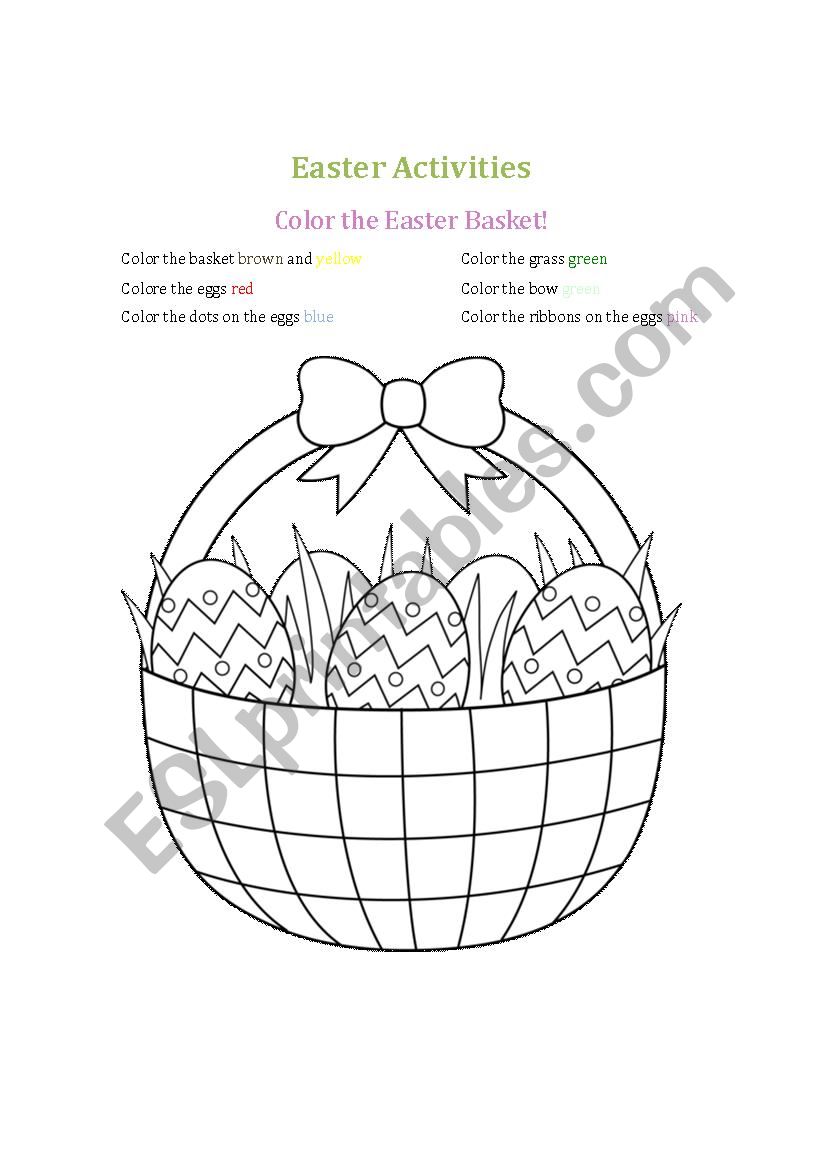 Easter Basket Coloring worksheet
