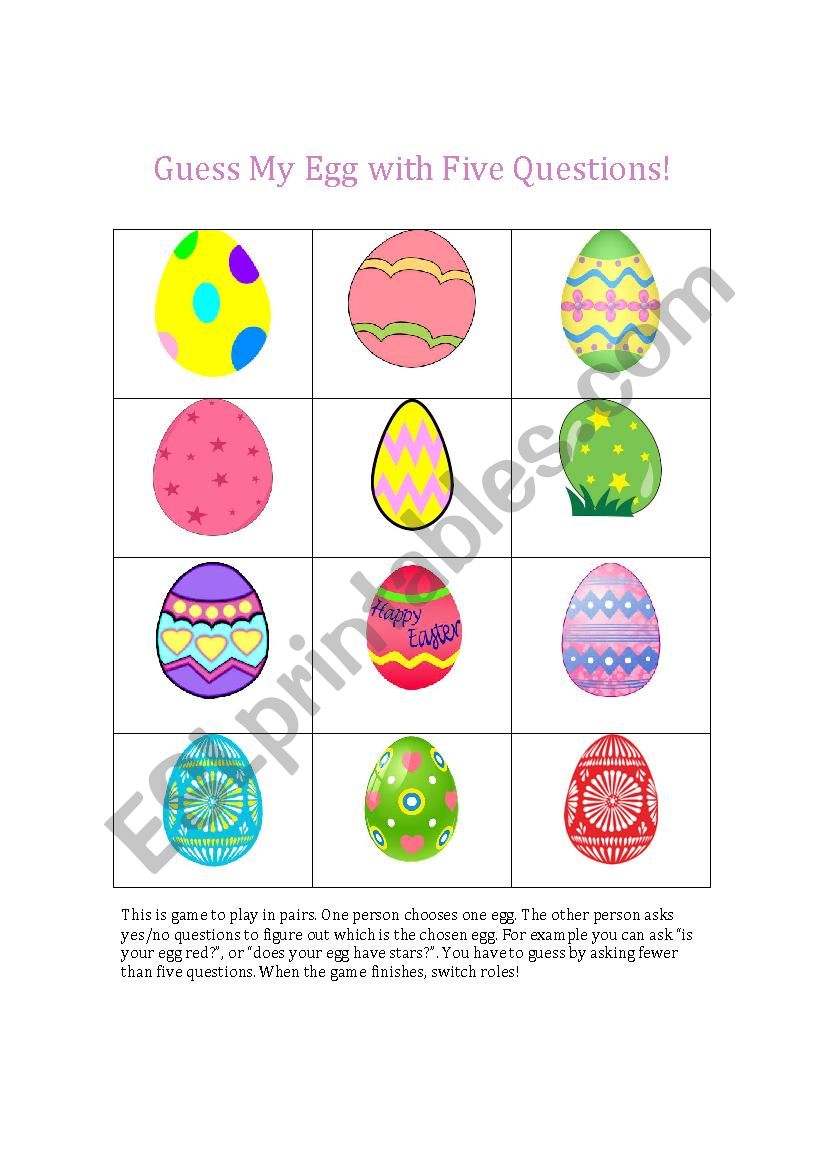 Guess my egg! Easter game of questions